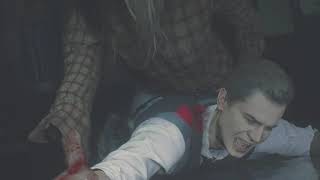 Resident Evil 2 Remake Gameplay - Leons Zombie Death From The Back Noir Outfit