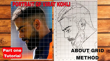 How to Draw Face Using Grid Method/ Portrait Virat Kohli/ tutorial for beginners [Part 1]