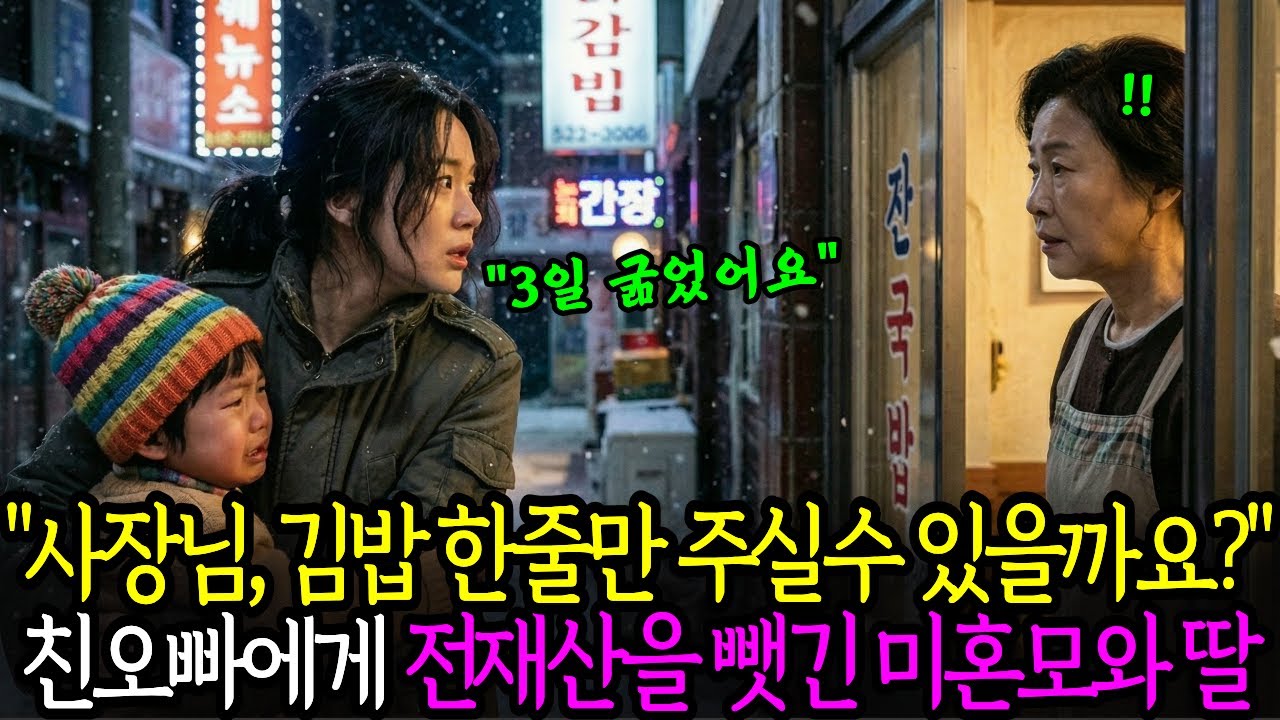 친오빠에게 전재산 뺏기고 길거리로 나온 21살 미혼모가 4살 아이를 안고 김밥집에 가자, 김밥 한 줄이 인생을 바꾸는데