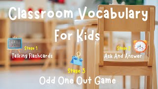 Classroom Vocabulary | Ask And Answer | Odd One Out Game | 4K screenshot 2