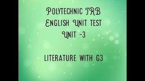 Polytechnic TRB English unit test (unit-3)