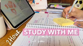 2-Hour Study With Me | Soft piano🌷| 50/10 Pomodoro | Your Quiet study buddy🤍 screenshot 5