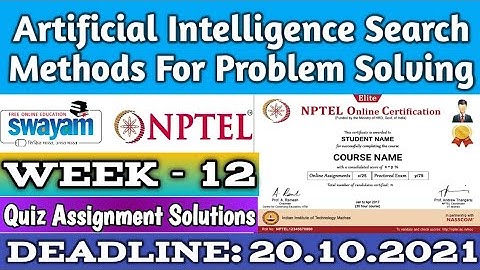 NPTEL: Artificial Intelligence Search Methods For Problem Solving Assignment 12 [ Week 12 ] Answers
