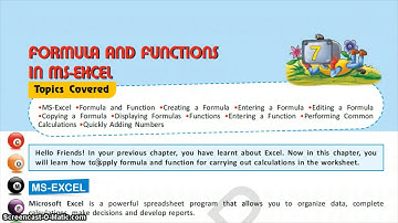 Formulas and functions in MS Excel Part 1, Ch 7, Class 6, Computer Science, IT Planet, APS CBSE