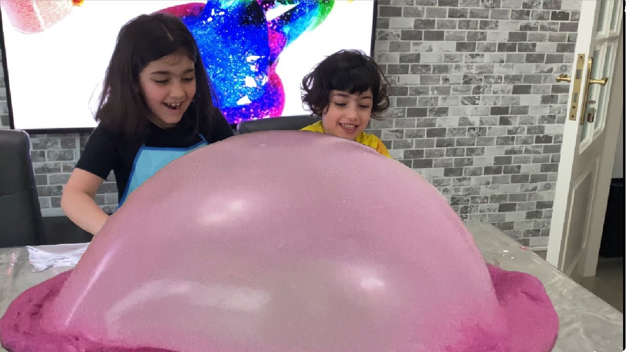 تحدي اكبر فقاعة سلايم بين بانا و تيا و انفجرت