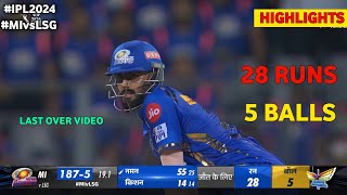 Naman Dhir Batting Today 62*(28) Video | mi vs lsg ipl highlights 2024 | naman dhir batting today