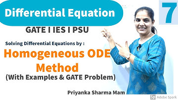 Homogeneous ODE Method | Differential Equation - Engineering Maths for GATE by Priyanka Sharma Ma