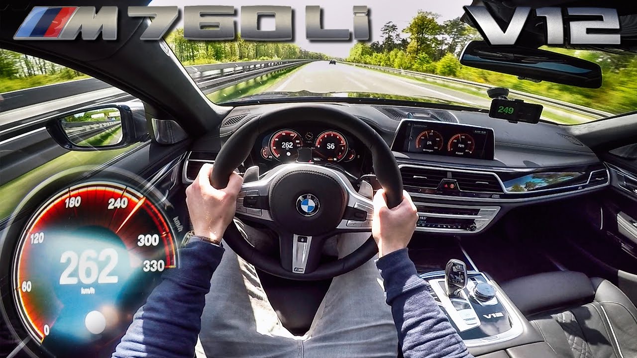 top gun BMW M760Li 6.6 V12 BiTurbo AUTOBAHN POV Acceleration & TOP SPEED by AutoTopNL