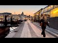 Stockholm Sunset Walk along the canal by the city’s most exclusive street. 4k, natural sound