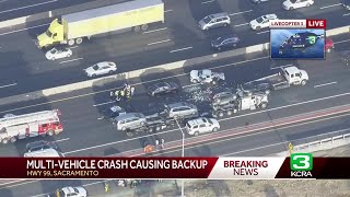 Multi-vehicle crash causes delays on Highway 99 in Sacramento