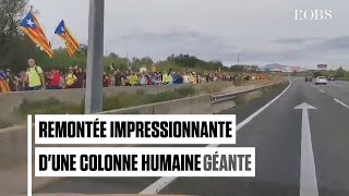 Grève générale en Catalogne : les images d'une colonne humaine géante convergeant vers Barcelone