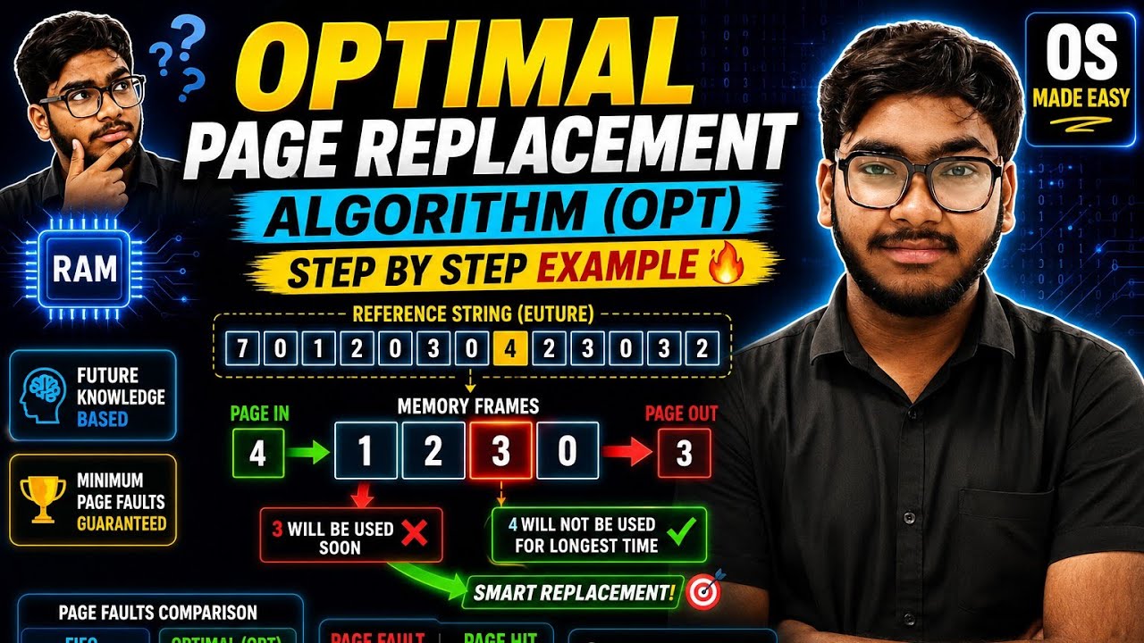 Optimal Page Replacement Algorithm in OS | OPT Algorithm Explained with ...