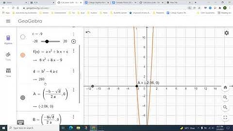 V1:  Using Geogebra to Graph and show Complex Roots of Quadratic Equations