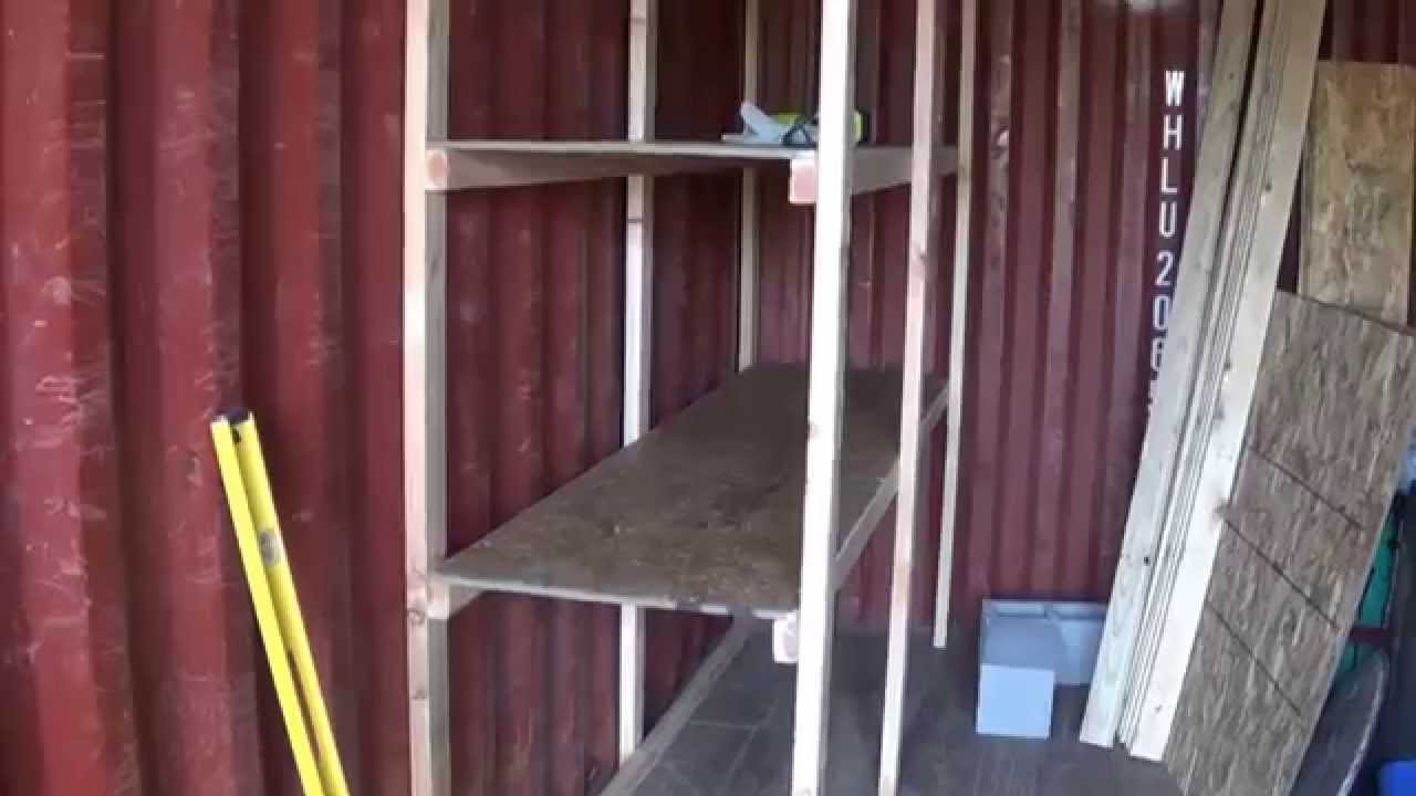 shelves in the shipping container video 1 - off grid 