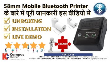 Mobile Printer 58mm 2 Inch Bluetooth Printer | Receipt Printer | Built-In Battery | Kampus Care