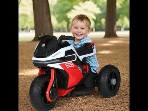 Крутий дитячий електромотоцикл електромобіль мотоцикл для дитини від 3 років трицикл на акумуляторі світло звук, видео 1