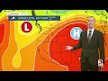 Partly to mostly sunny and hot on Monday