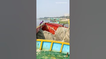 Barge Unloading / Sand is Being Unloaded from Barge with Powerful Pipe Machine’s Part- 268