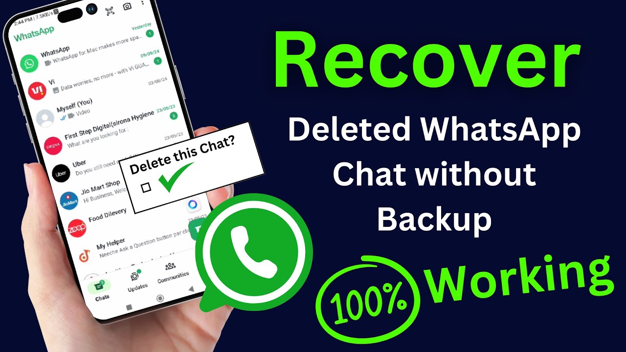 Recover Deleted WhatsApp Chat without Backup | New Method 2024