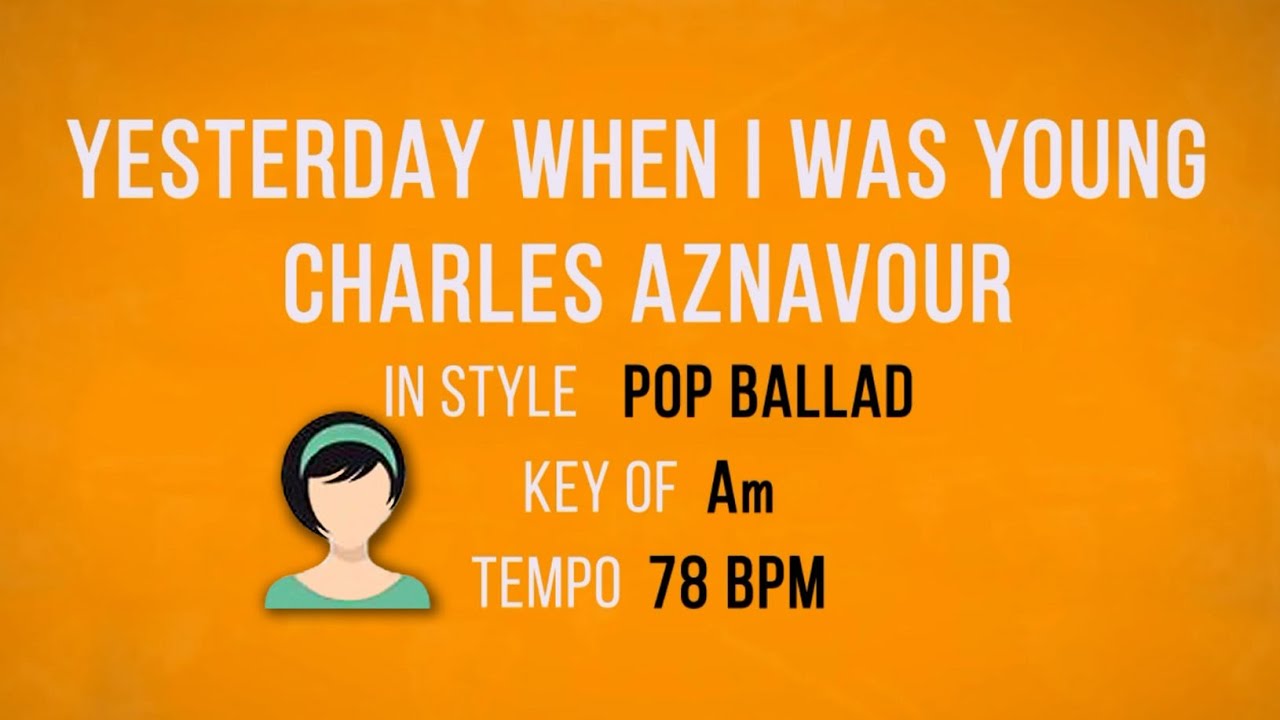 Yesterday When I Was Young Karaoke Female Backing Track YouTube