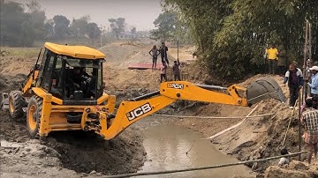 JCB Backhoe 3DX Machine Working For Bridge Foundation Construction