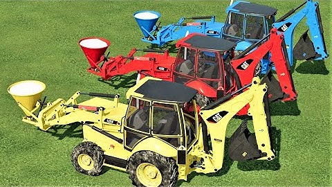 LOADER OF COLORS ! TRANSPORTING & LIMING JOB with CAT BACKHOE LOADERS ! Farming Simulator 22