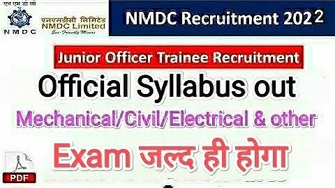 NMDC Junior officer trainee syllabus out | nmdc JOT mechanical syllabus | nmdc electrical syllabus