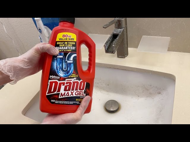 Draino Max Gel Kit: Professional Strength Drano Drain Clog Liquid Remover  Cleaner, Works On Hair And More In The Bathtub, Sink, Shower & HeroFiber  Rubber Protection Gloves.