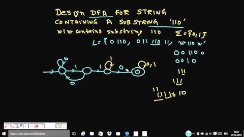 10 Deterministic Finite Automata (DFA) string contains substring 110