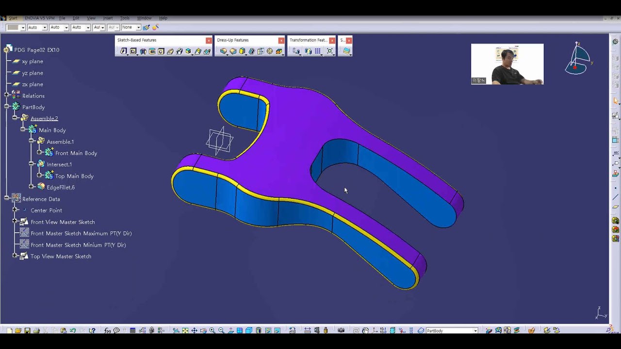 CATIA 솔리드 모델링 2nd 페이지 예제 - 10_01(Master Sketch & Multi-Body 작업 방법 ...