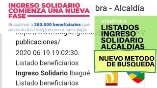 LISTADOS INGRESO SOLIDARIO, NUEVOS BENEFICIARIOS