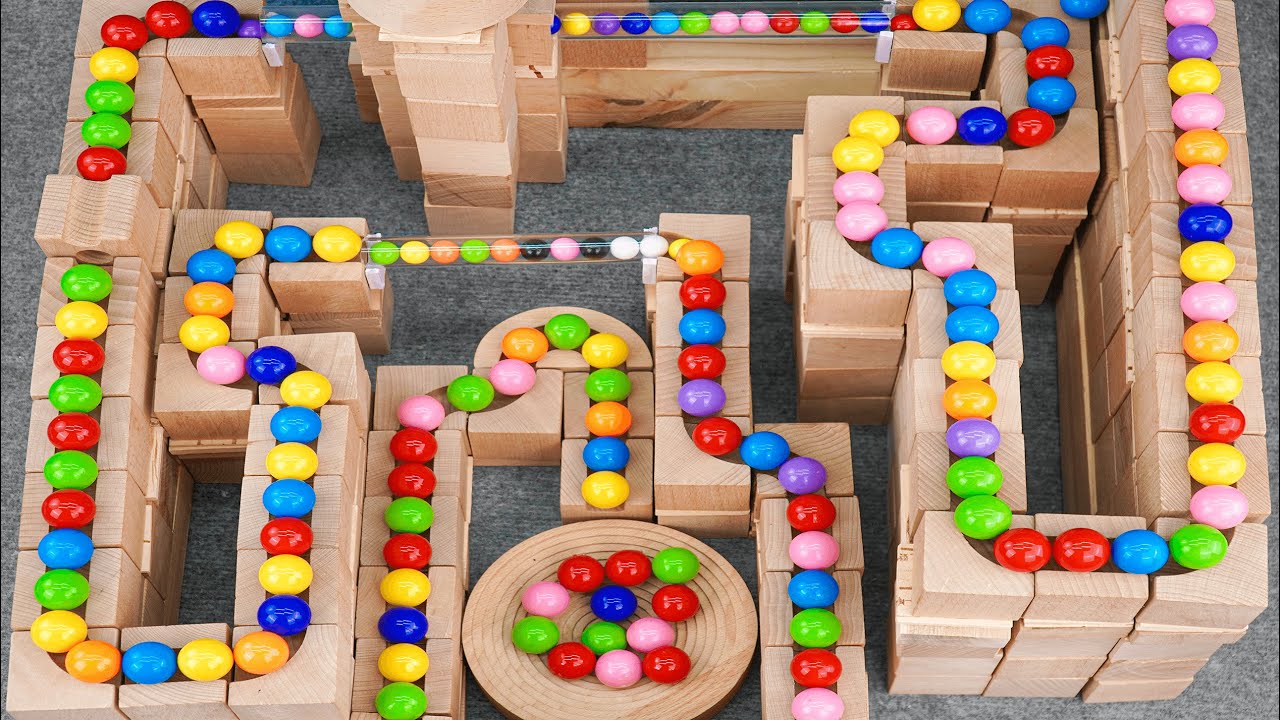 マーブルランレース☆キュボロと水道管＋トラック＋貯留プレート＋丸い芝生＋ボーネルンドクアドリラ＋踏切  ASMR