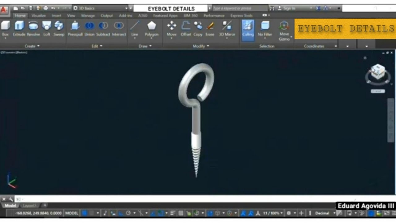 EYEBOLT DETAILS (3D Autocad Drawing) YouTube