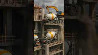 Concrete Truck Falls from Building After Sudden Collapse! 😱🚧 #fail #shorts