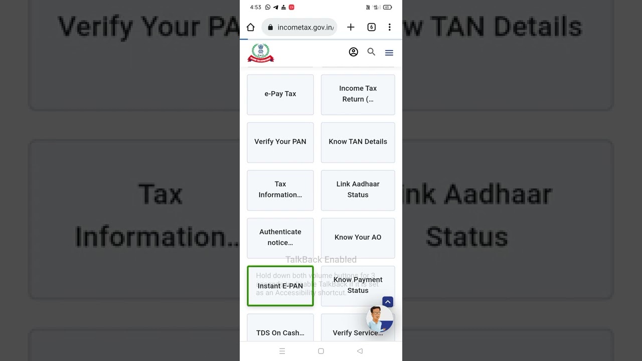 how to apply new PAN card 2022 blind user with TalkBack