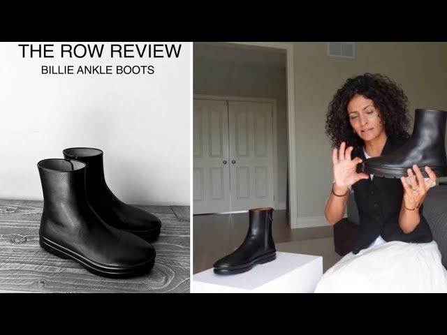 Ava Leather Ankle Boots in Black - The Row