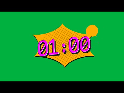 1 Minute Countdown Timer COMIC BOOK STYLE [FREE USE] #greenscreen #chromakey #lumamatte