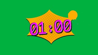 1 Minute Countdown Timer COMIC BOOK STYLE [FREE USE] #greenscreen #chromakey #lumamatte
