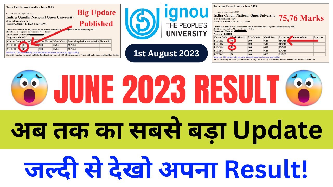 (Breaking News) June 2023 Result अब तक का सबसे बड़ा Update आ गया हैं | IGNOU Result Update 2023_EXAM