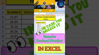 Excel formula to remove digits after decimal point@Computer-Tricks0