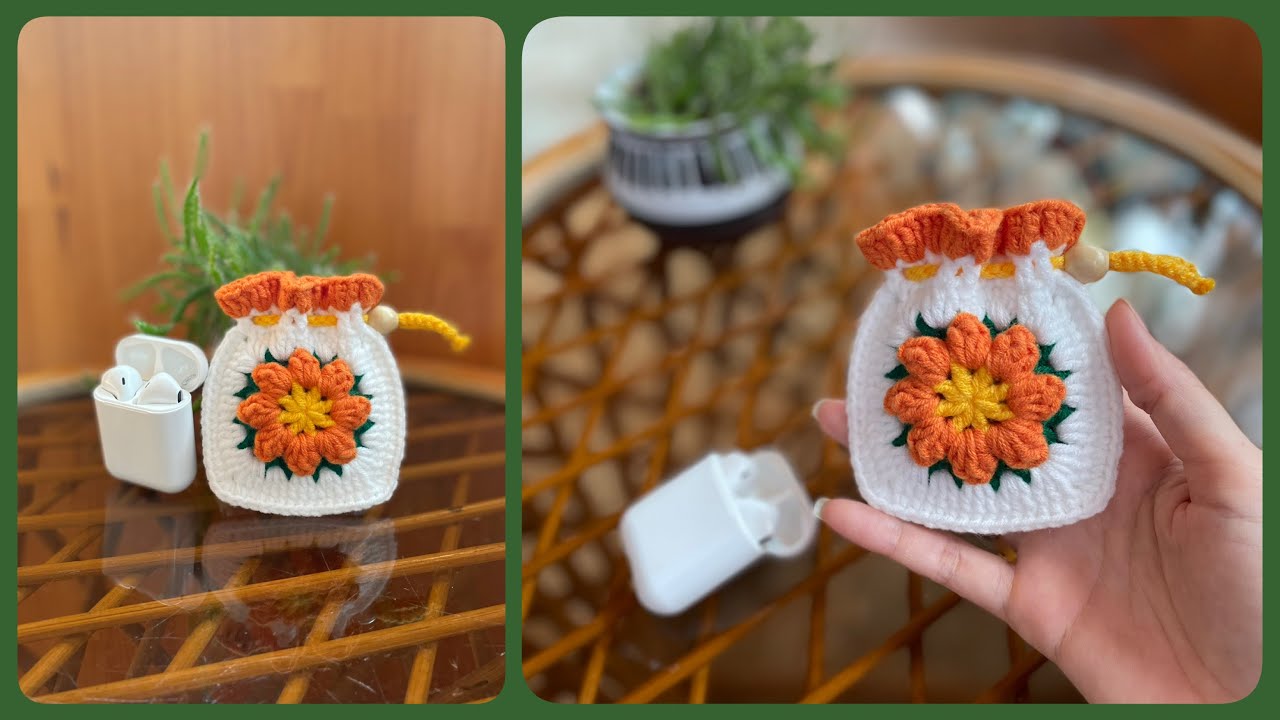 Crochet airpod cases | Móc túi mini đựng hộp airpod hoạ tiết hoa 3D