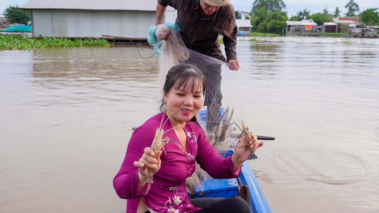Cùng Anh Bình Ra Sông Lớn Chài Cá Kết Quả Không Ngờ Dính Tôm Càng | HQ #1738