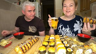 Мукбанг УРА я буду ЖИТЬ 🤭 НЕОБЫЧНЫЕ 💥 роллы на ужин! 🍣 Ролл ХОТ ДОГ 🌭 филадельфия и суши Том ям пиво