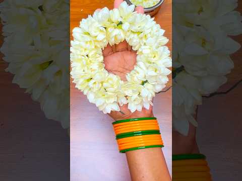 🌹குண்டு மல்லி Easy trick flower garland jasmine #shortsfeed #flowermaking #garland #shortsviral