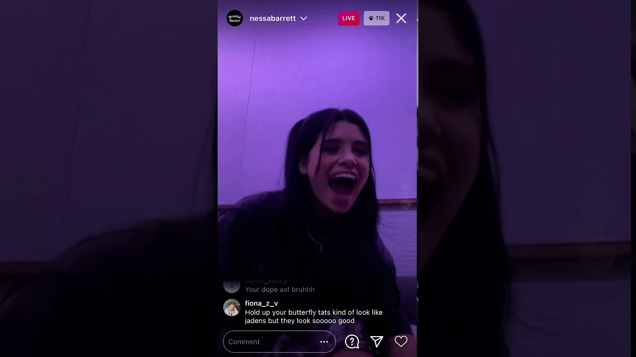 Nessa Barrett live mentions Josh Richards 12/1/20