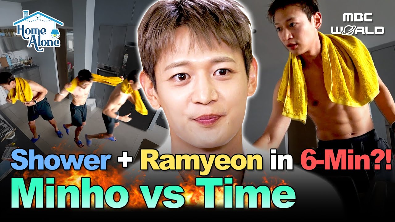 [Sub] Minho’s 6-Minute Daily Challenge: Ramyeon Boiling + Speed Shower Combo 😂