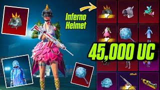 45,000 Uc Inferno Helmet , Forest Elf Set & Glacier Set Crate Opening Trick Bgmi Crate Opening