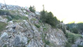 Swiss Alps, Zip Wire across the Fee Gorge part 1.
