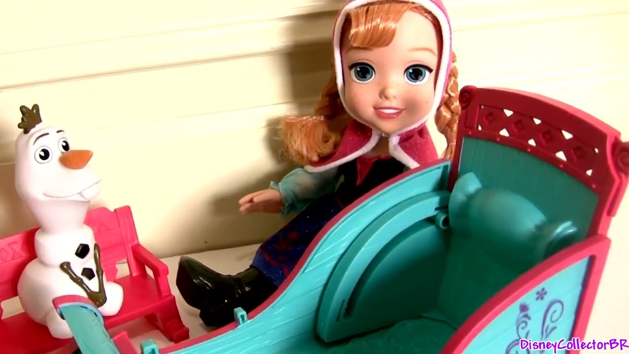 Disney Frozen Princess Anna Adventure Toddler Doll Snow Sleigh and Olaf Snowman Transforming Toy