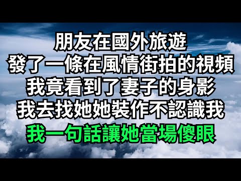 朋友在國外旅遊，發了一條在風情街拍的視頻，我竟看到了妻子的身影，我去找她她裝作不認識我，我一句話讓她當場傻眼【淺談夕陽下】#圍爐夜話#花開富貴#爽文#落日溫情#閱讀茶坊#情滿夕陽#深夜淺讀